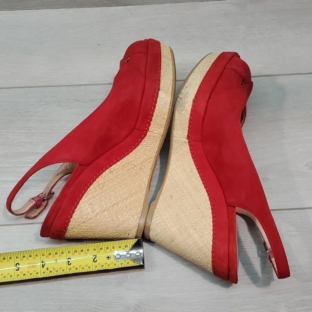 Stuart Weitzman Womens Ankle Suede Slingback Wedge Sandals shoes sz 7.5M - Picture 8 of 13